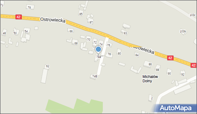 Starachowice, Ostrowiecka, 74a, mapa Starachowic