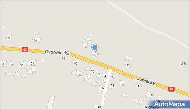 Starachowice, Ostrowiecka, 87, mapa Starachowic