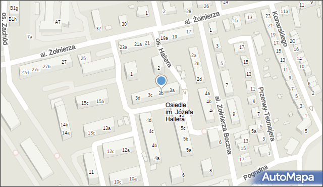 Stargard, Osiedle Hallera Józefa, gen., 3b, mapa Stargard