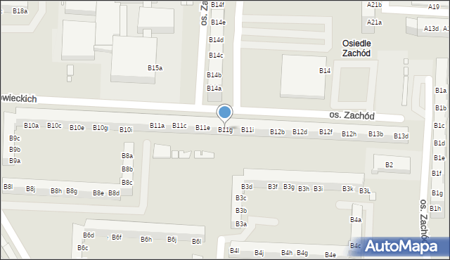 Stargard, Osiedle Zachód, B11g, mapa Stargard