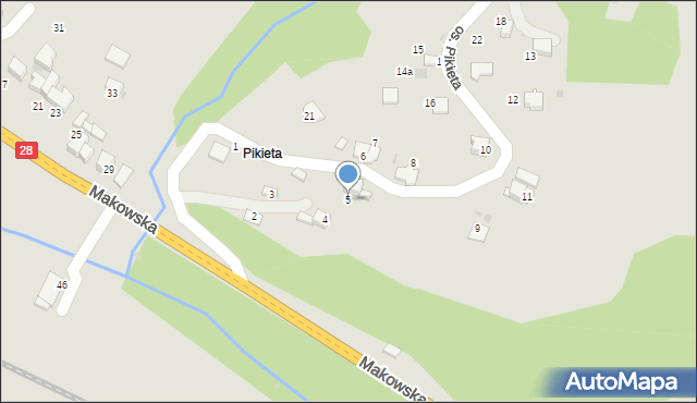 Sucha Beskidzka, Osiedle Pikieta, 5, mapa Sucha Beskidzka