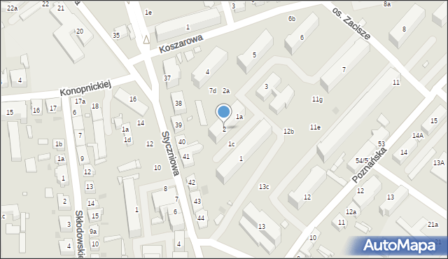 Sulechów, Osiedle Zacisze, 2, mapa Sulechów