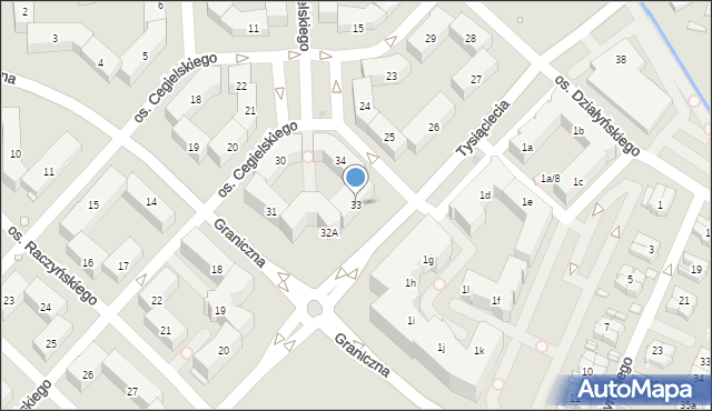 Swarzędz, Osiedle Cegielskiego Hipolita, 33, mapa Swarzędz