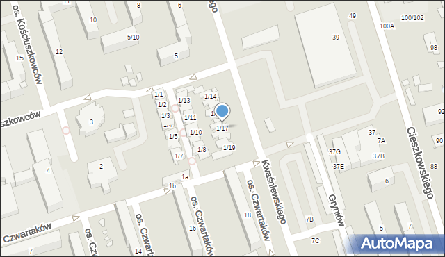 Swarzędz, Osiedle Kościuszkowców, 1/17, mapa Swarzędz