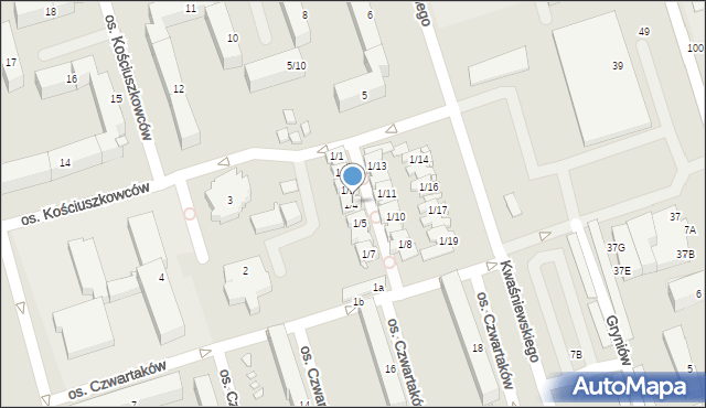 Swarzędz, Osiedle Kościuszkowców, 1/4, mapa Swarzędz