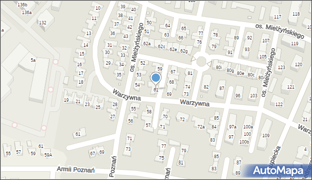 Swarzędz, Osiedle Mielżyńskiego Macieja, 61, mapa Swarzędz