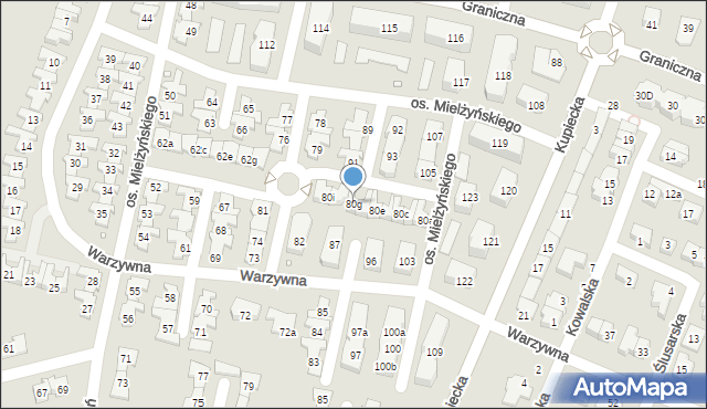 Swarzędz, Osiedle Mielżyńskiego Macieja, 80g, mapa Swarzędz