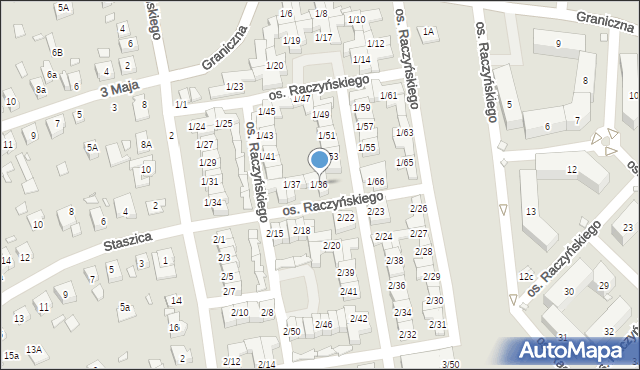 Swarzędz, Osiedle Raczyńskiego Edwarda, 1/36, mapa Swarzędz