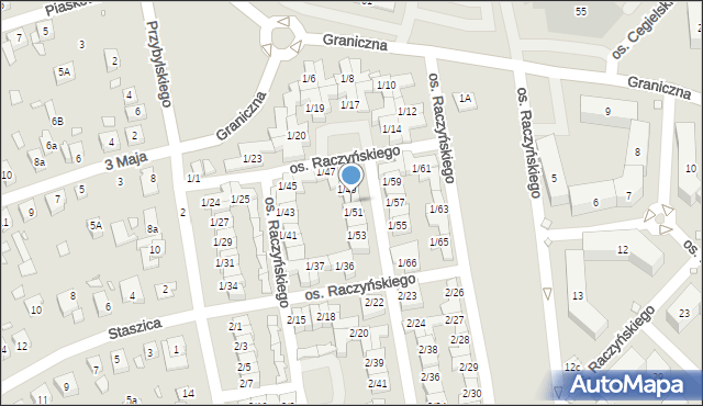 Swarzędz, Osiedle Raczyńskiego Edwarda, 1/50, mapa Swarzędz