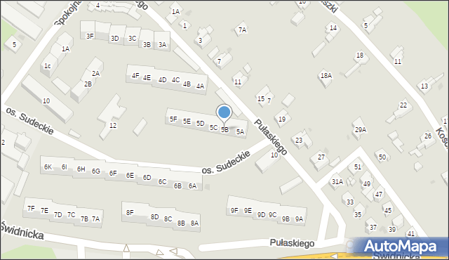 Świebodzice, Osiedle Sudeckie, 5B, mapa Świebodzice