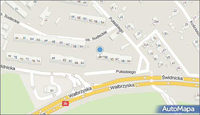 Świebodzice, Osiedle Sudeckie, 9F, mapa Świebodzice