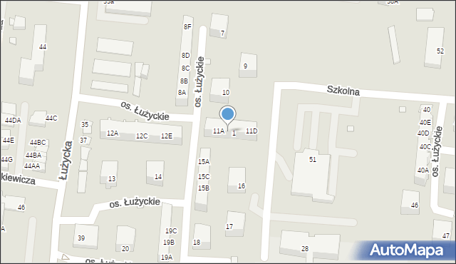 Świebodzin, Osiedle Łużyckie, 11B, mapa Świebodzin