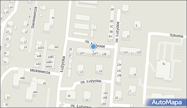 Świebodzin, Osiedle Łużyckie, 12C, mapa Świebodzin