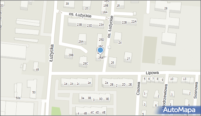 Świebodzin, Osiedle Łużyckie, 25A, mapa Świebodzin