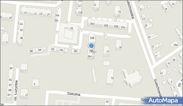 Świebodzin, Osiedle Łużyckie, 38B, mapa Świebodzin