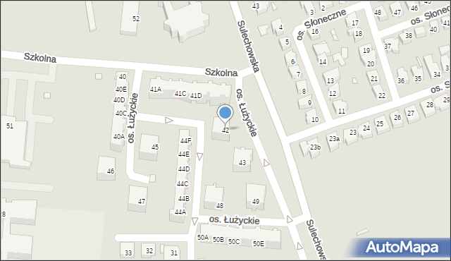 Świebodzin, Osiedle Łużyckie, 42, mapa Świebodzin