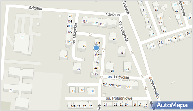 Świebodzin, Osiedle Łużyckie, 44D, mapa Świebodzin