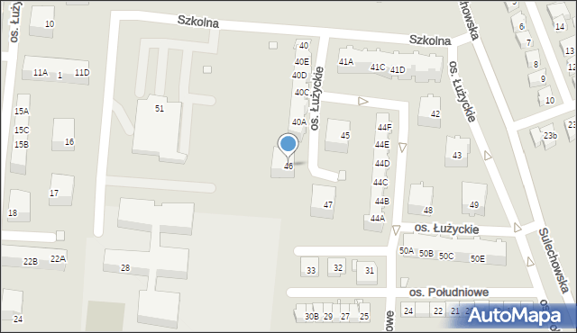 Świebodzin, Osiedle Łużyckie, 46, mapa Świebodzin