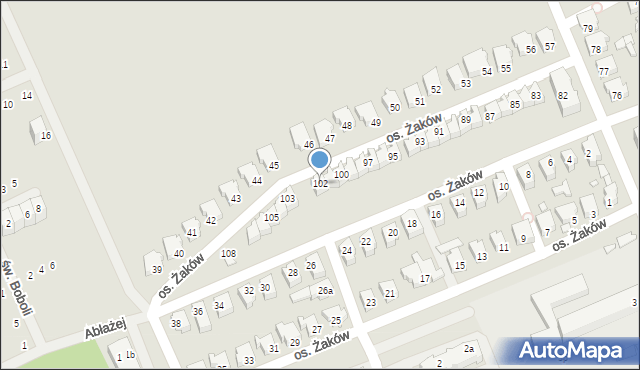 Świebodzin, Osiedle Żaków, 102, mapa Świebodzin