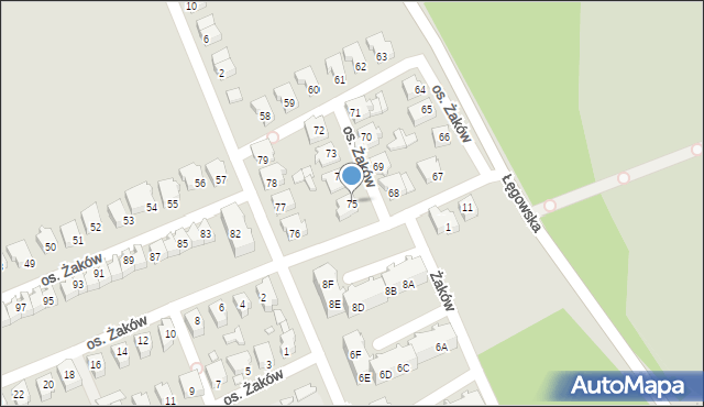Świebodzin, Osiedle Żaków, 75, mapa Świebodzin