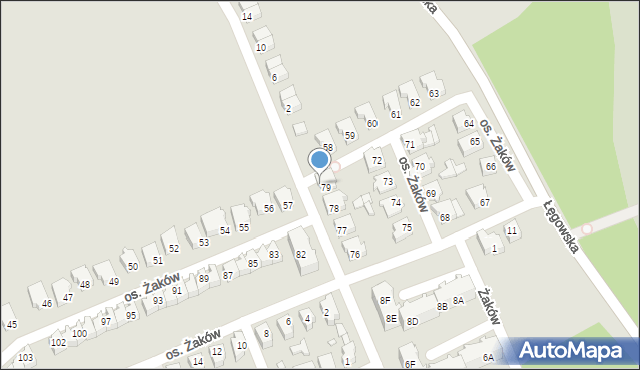 Świebodzin, Osiedle Żaków, 80, mapa Świebodzin
