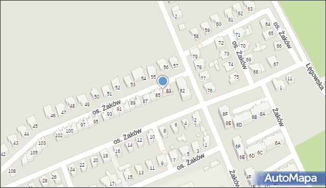 Świebodzin, Osiedle Żaków, 84, mapa Świebodzin