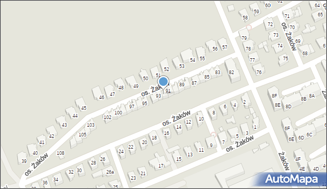 Świebodzin, Osiedle Żaków, 92, mapa Świebodzin