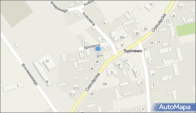 Sypniewo, Ostrołęcka, 34, mapa Sypniewo