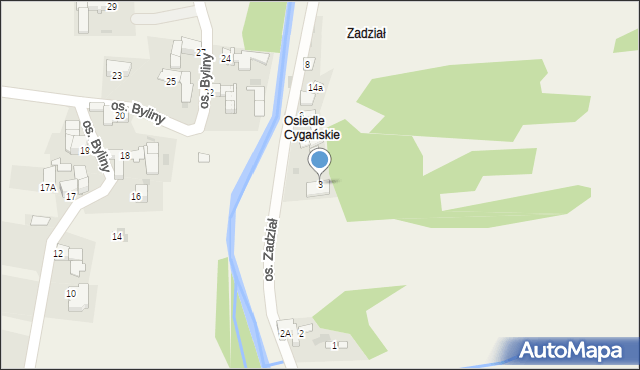 Szaflary, Osiedle Zadział, 3, mapa Szaflary