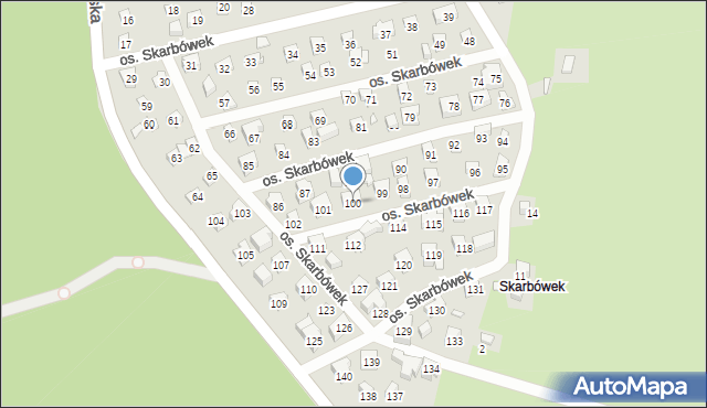 Szczecin, Osiedle Skarbówek, 100, mapa Szczecina