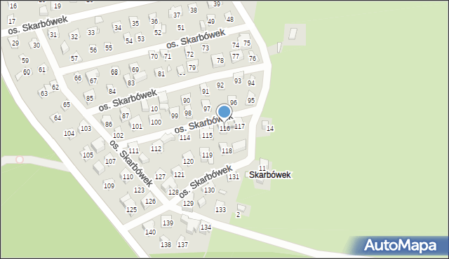 Szczecin, Osiedle Skarbówek, 116, mapa Szczecina