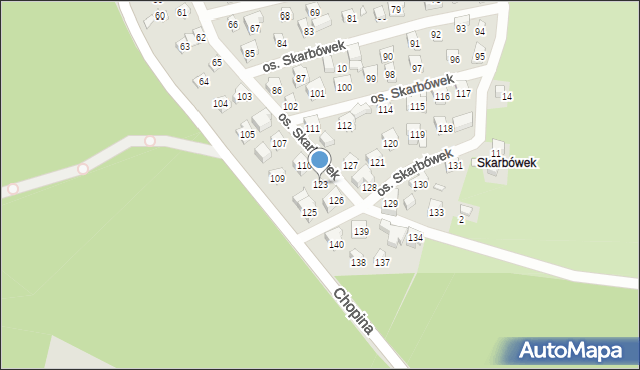 Szczecin, Osiedle Skarbówek, 123, mapa Szczecina