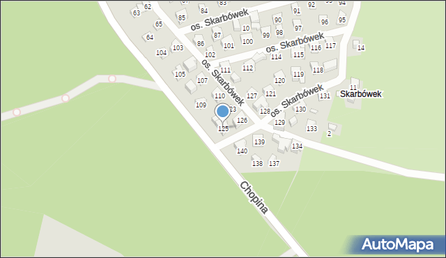 Szczecin, Osiedle Skarbówek, 125, mapa Szczecina