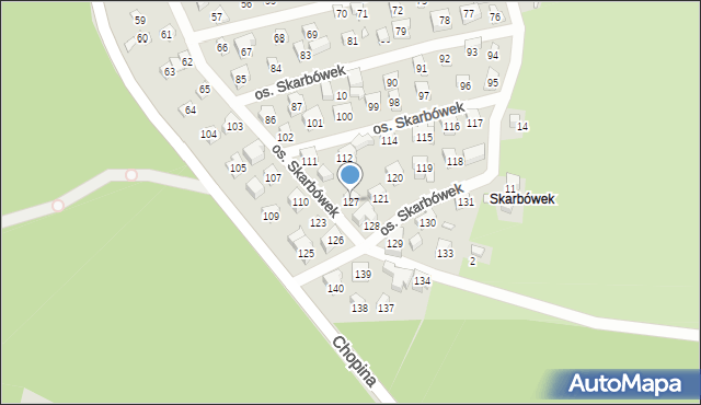 Szczecin, Osiedle Skarbówek, 127, mapa Szczecina