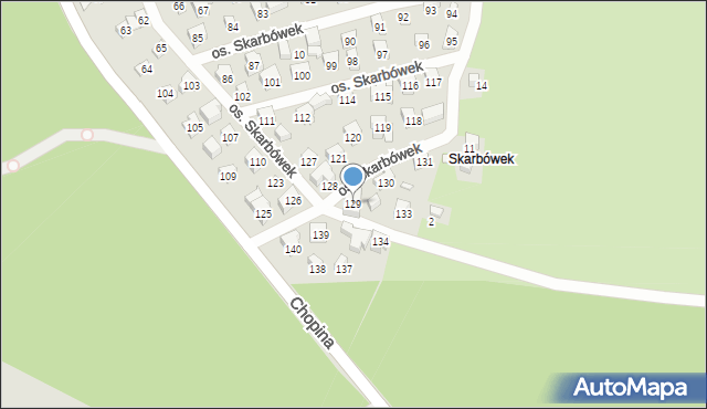 Szczecin, Osiedle Skarbówek, 129, mapa Szczecina