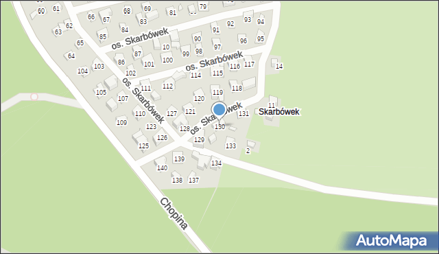 Szczecin, Osiedle Skarbówek, 130, mapa Szczecina