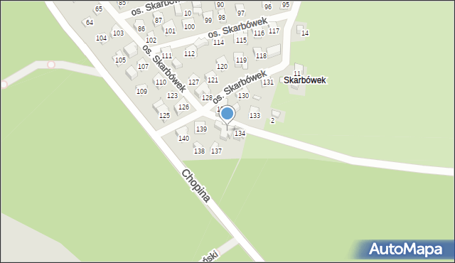 Szczecin, Osiedle Skarbówek, 135, mapa Szczecina