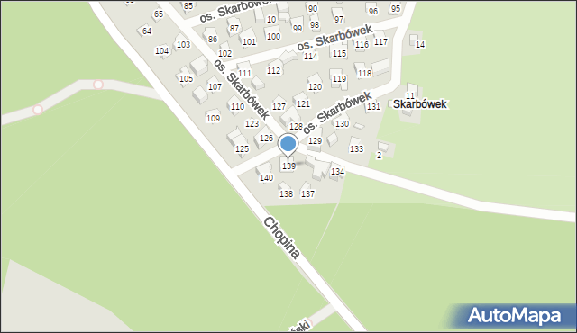 Szczecin, Osiedle Skarbówek, 139, mapa Szczecina