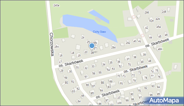 Szczecin, Osiedle Skarbówek, 28, mapa Szczecina