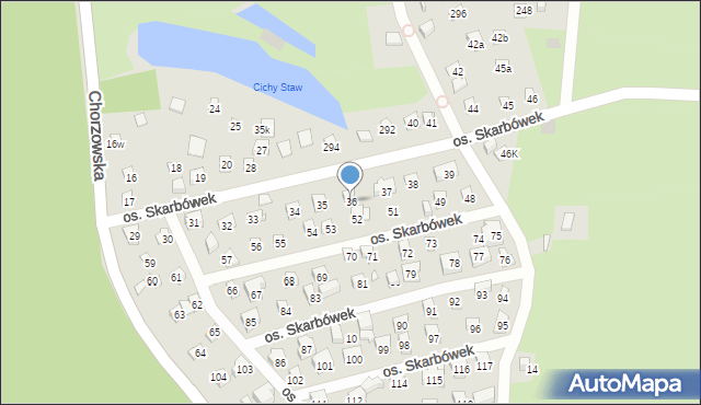 Szczecin, Osiedle Skarbówek, 36, mapa Szczecina