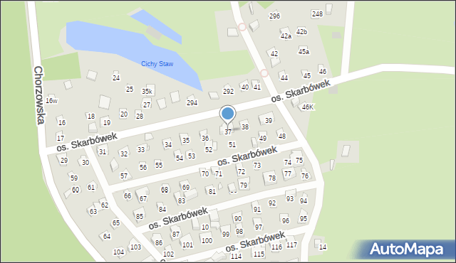 Szczecin, Osiedle Skarbówek, 37, mapa Szczecina