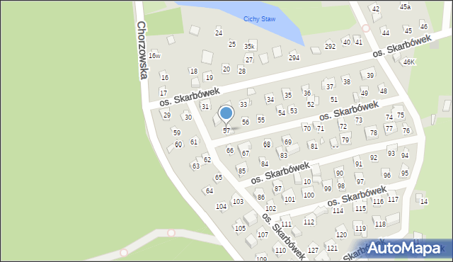 Szczecin, Osiedle Skarbówek, 57, mapa Szczecina