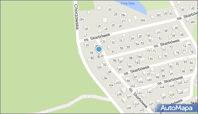 Szczecin, Osiedle Skarbówek, 61, mapa Szczecina