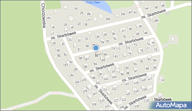 Szczecin, Osiedle Skarbówek, 68, mapa Szczecina