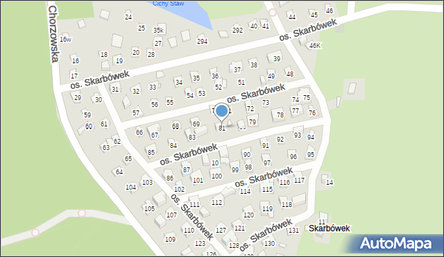 Szczecin, Osiedle Skarbówek, 81, mapa Szczecina