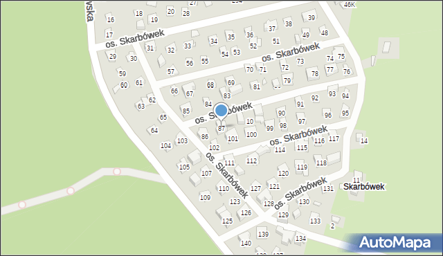 Szczecin, Osiedle Skarbówek, 87, mapa Szczecina