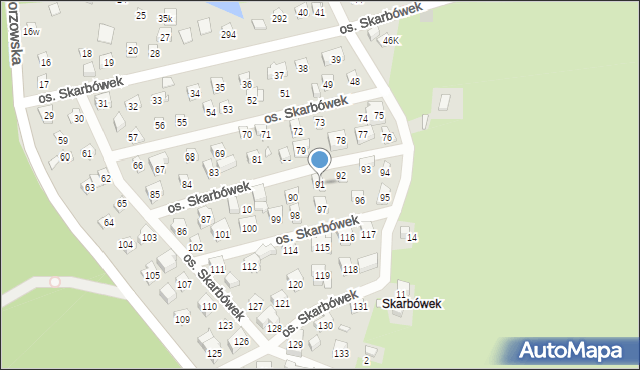 Szczecin, Osiedle Skarbówek, 91, mapa Szczecina