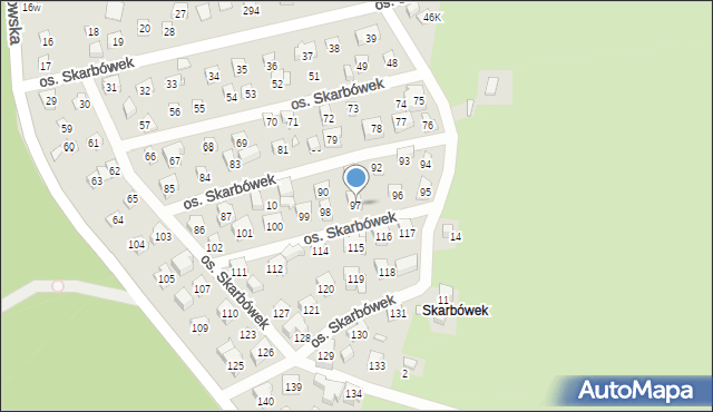 Szczecin, Osiedle Skarbówek, 97, mapa Szczecina