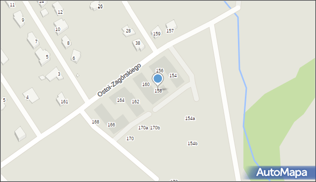 Szczecin, Ostoi-Zagórskiego Włodzimierza, 158, mapa Szczecina