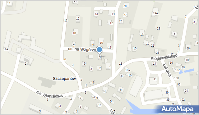 Szczepanów, Osiedle na Wzgórzu, 3, mapa Szczepanów